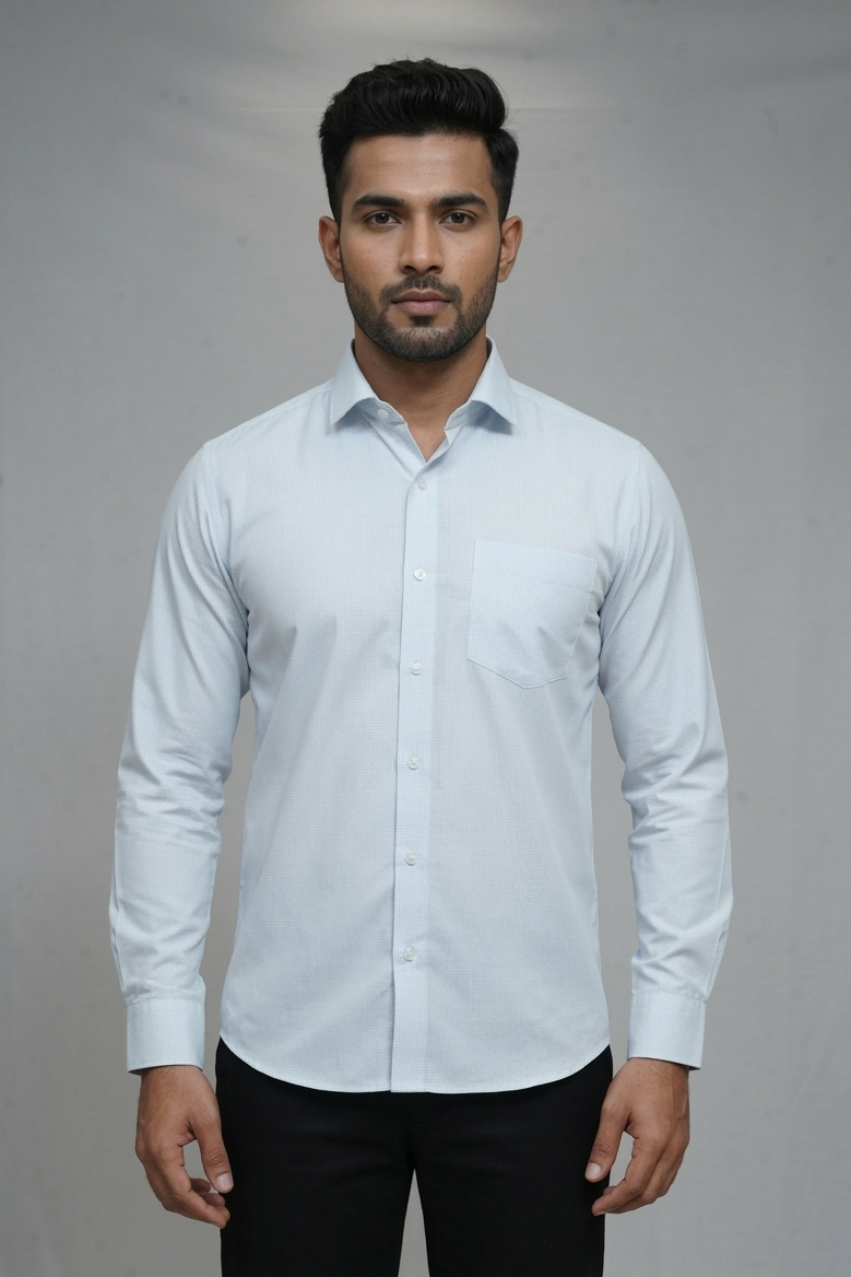 18 CF Dobby Solid Light Blue Slim Fit Shirt
