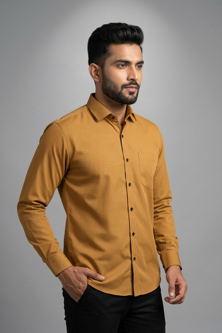 37 CF Solid Dobby Golden Slim Fit Shirt