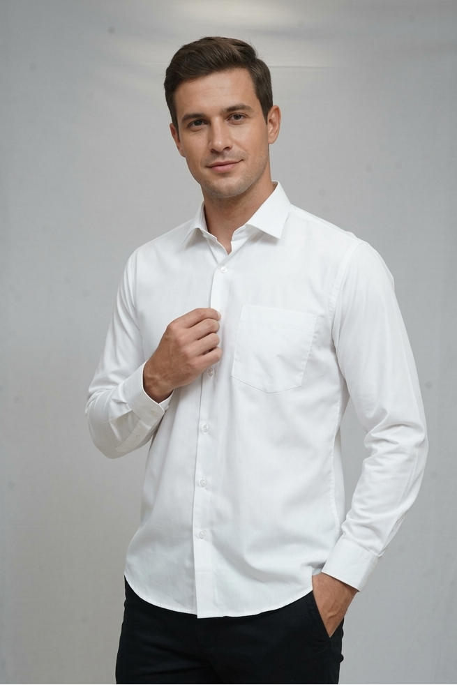 03 CF Solid White Slim Fit Shirt