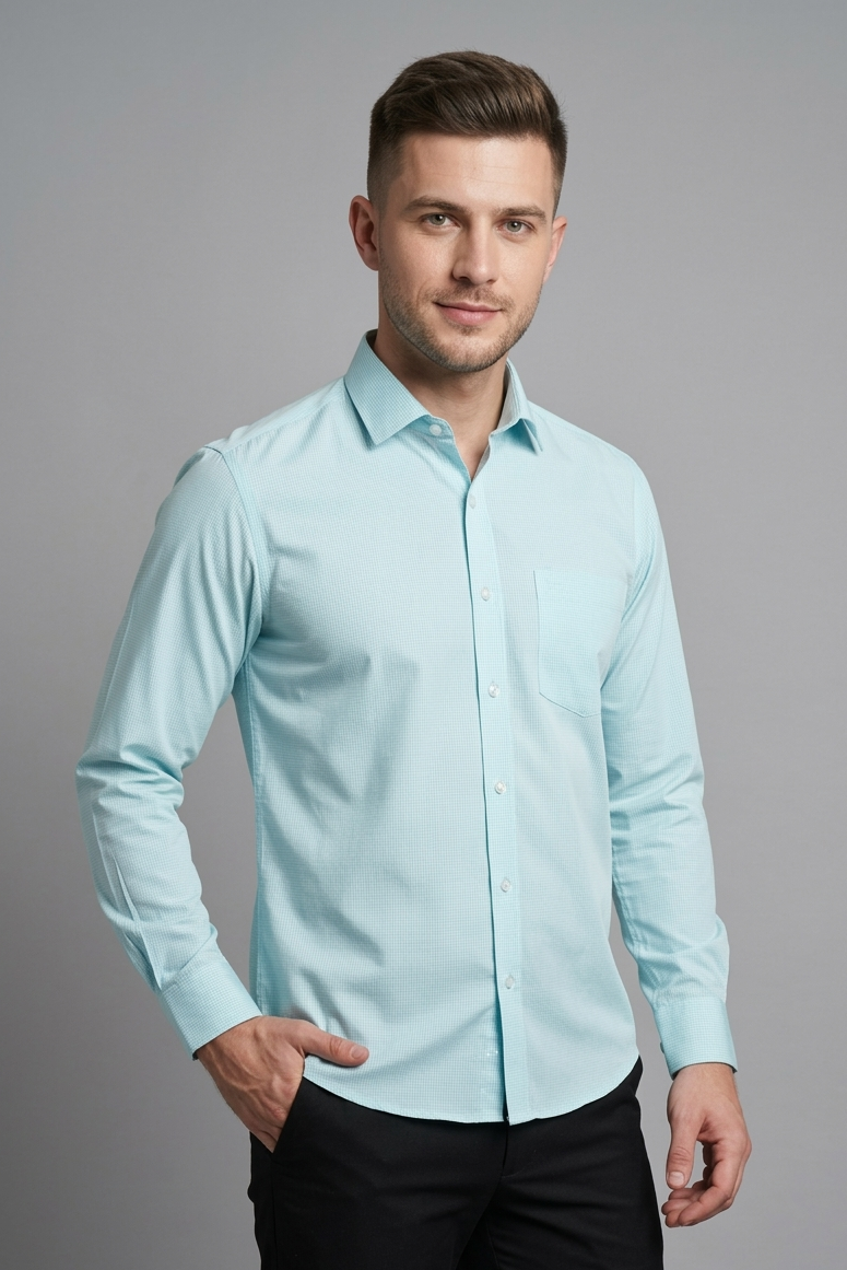 10 CF Solid Ice Blue Slim Fit Shirt
