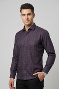 36 CF Dobby Checks Maroon-Navy Blue Slim Fit Shirt