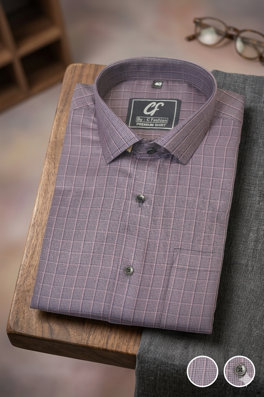 08 CF Wine Checks Slim Fit Shirt