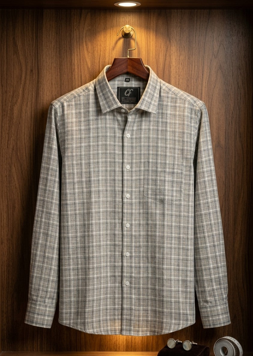 06 CF Light Gray Check Slim Fit Shirt