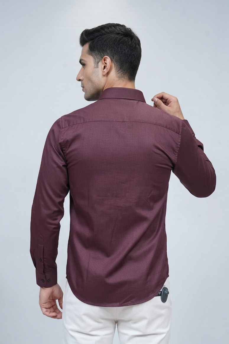 38 CF Solid Maroon Slim Fit Shirt