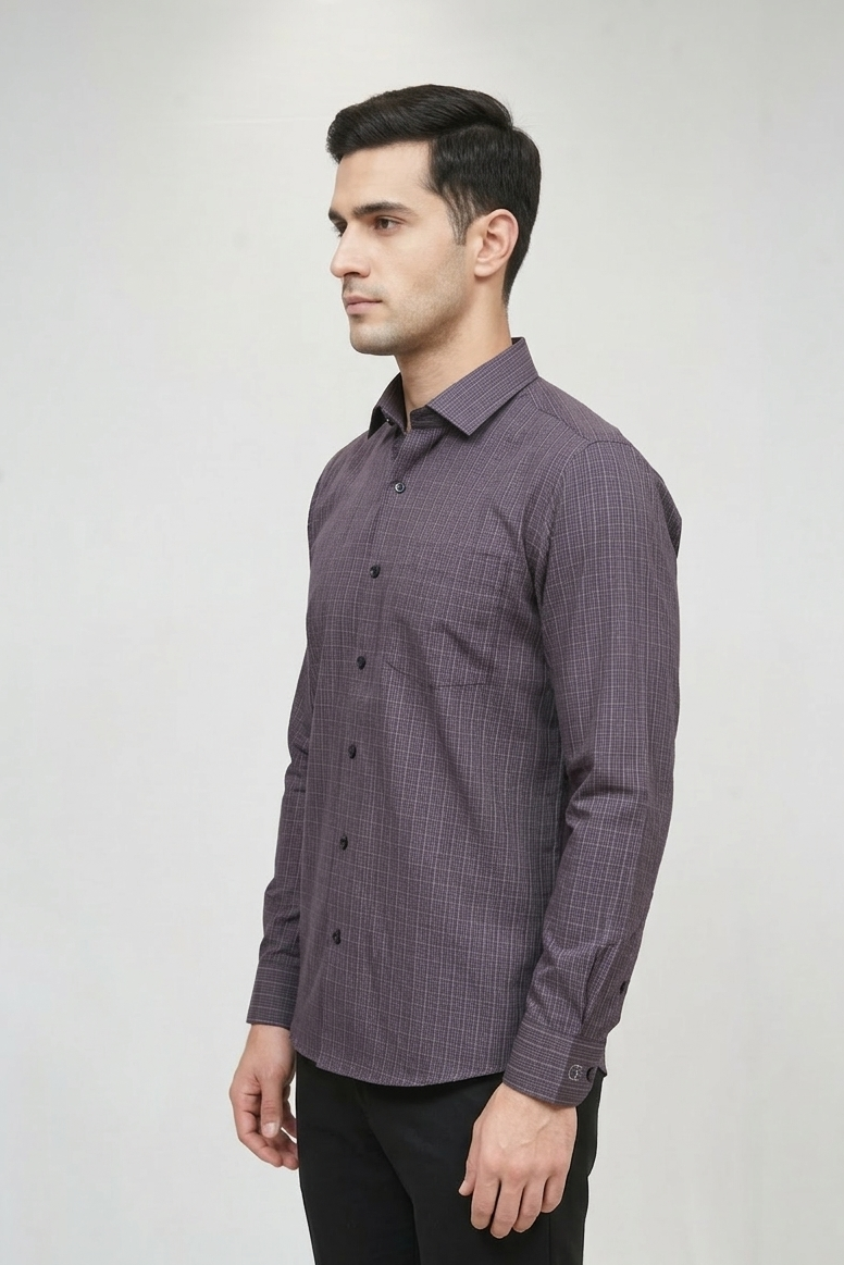 08 CF Wine Checks Slim Fit Shirt
