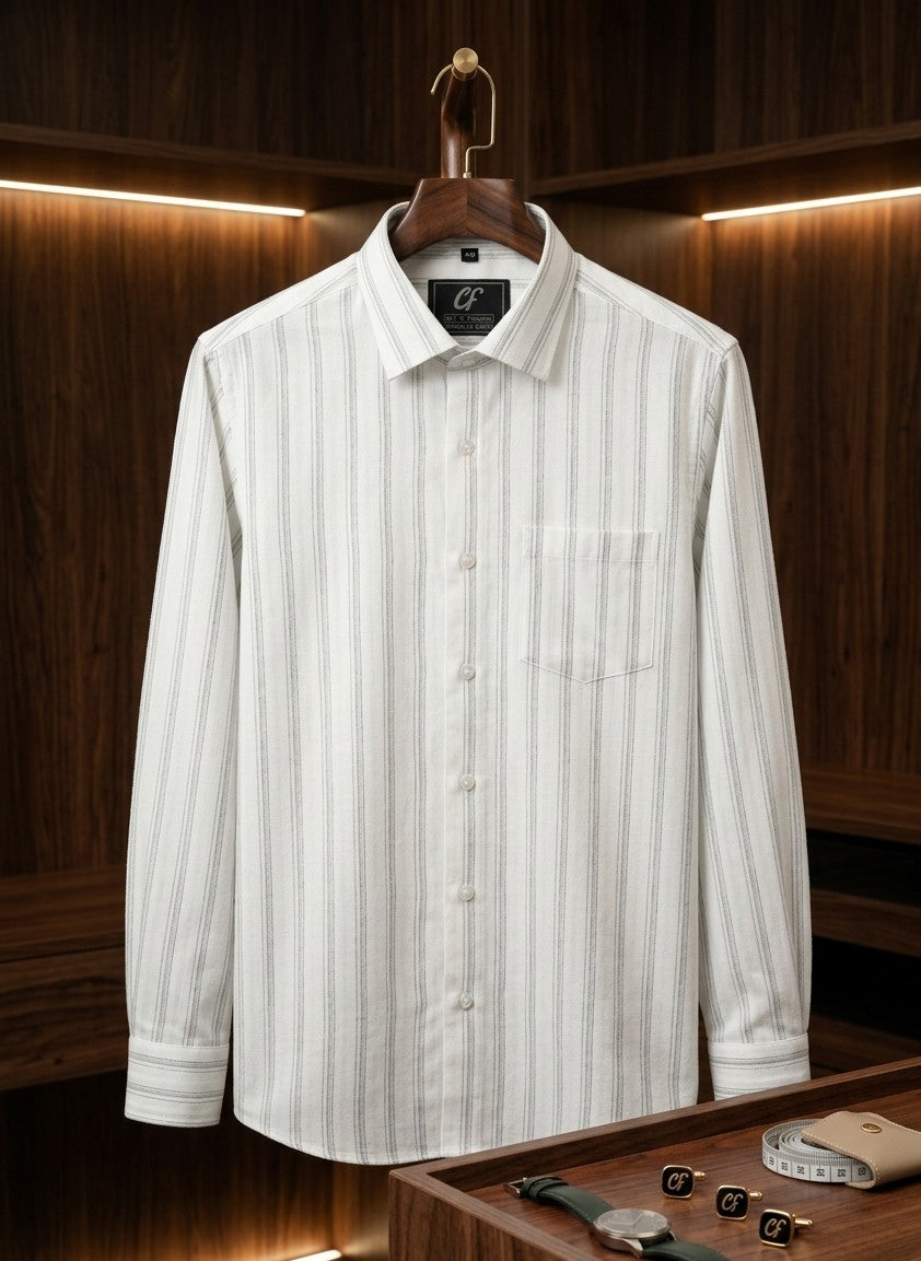 34 CF Dobby Stripe Grey Slim Fit Shirt