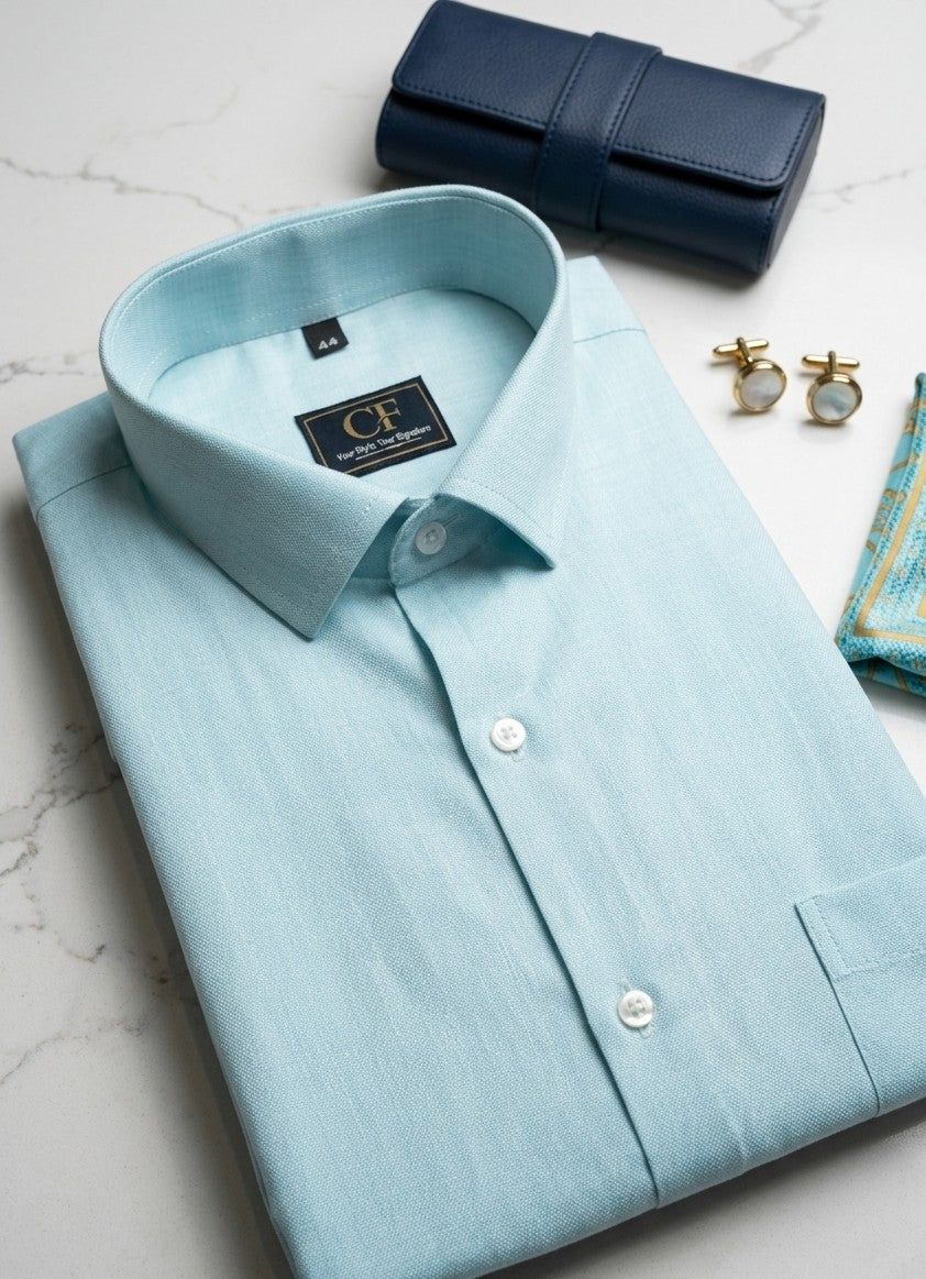 10 CF Solid Ice Blue Slim Fit Shirt