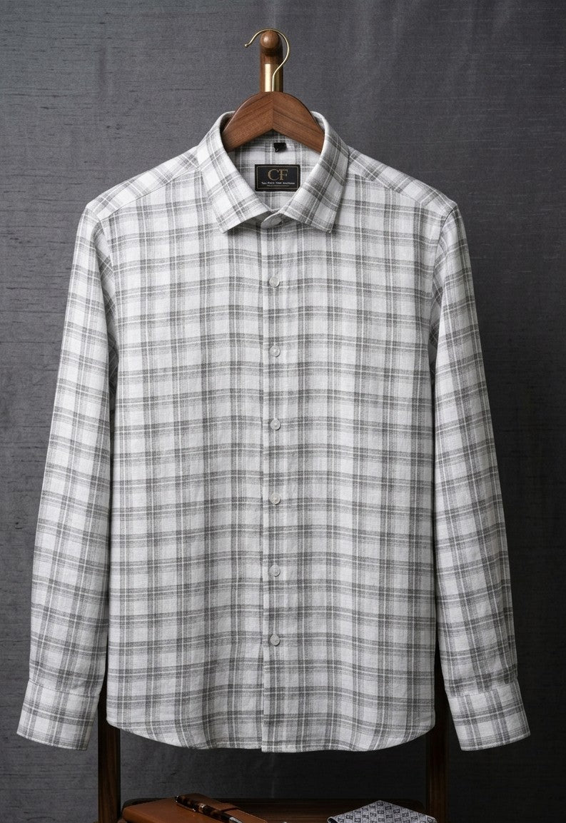 13 CF Dobby Checks Green Slim Fit Shirt
