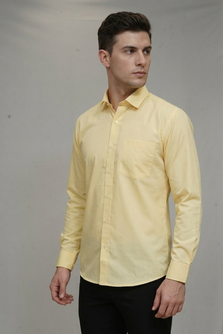 04 CF Solid Yellow Slim Fit Shirt