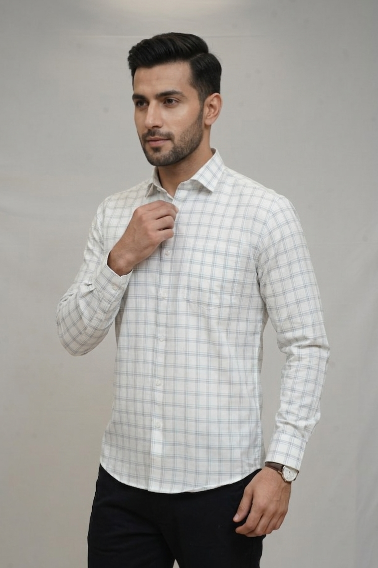 45 CF Jecord Checks Silver with Navy Blue