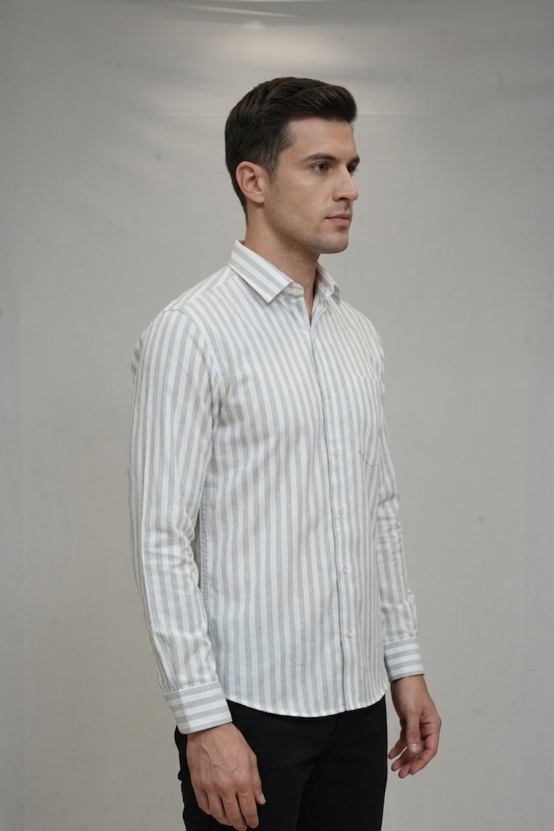 51 CF Gray Strips Slim Fit Shirt
