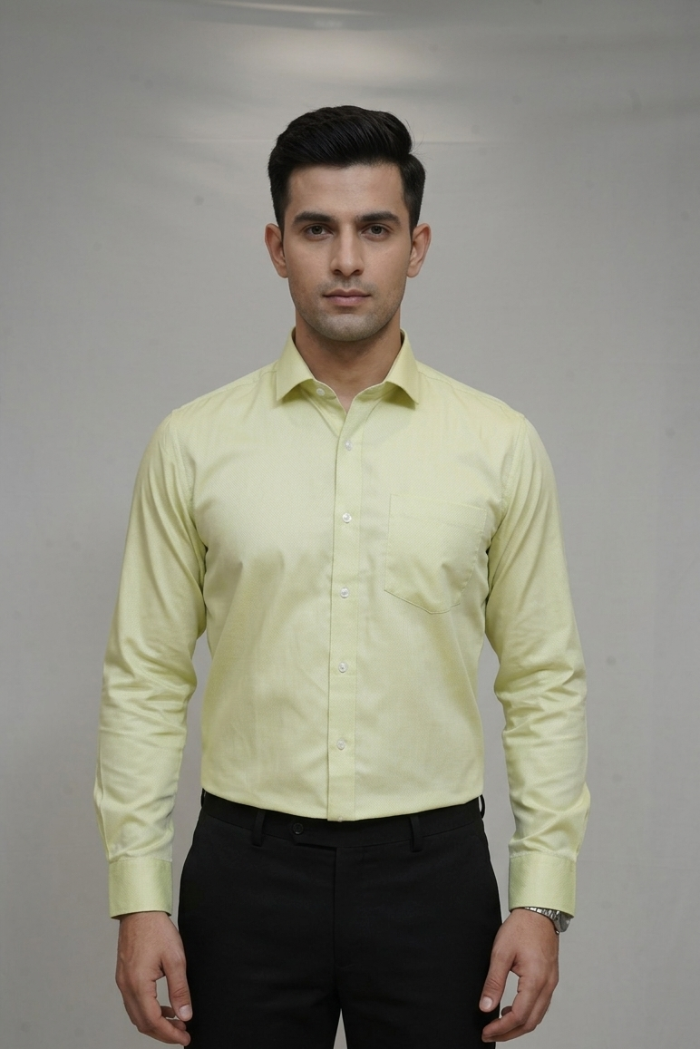 49 CF Twill Solid Lemon Yellow Shirt