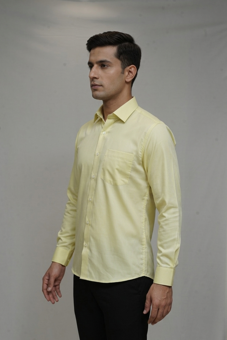 49 CF Twill Solid Lemon Yellow Shirt