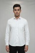 50 CF White Gray Prints Slim Fit Shirt