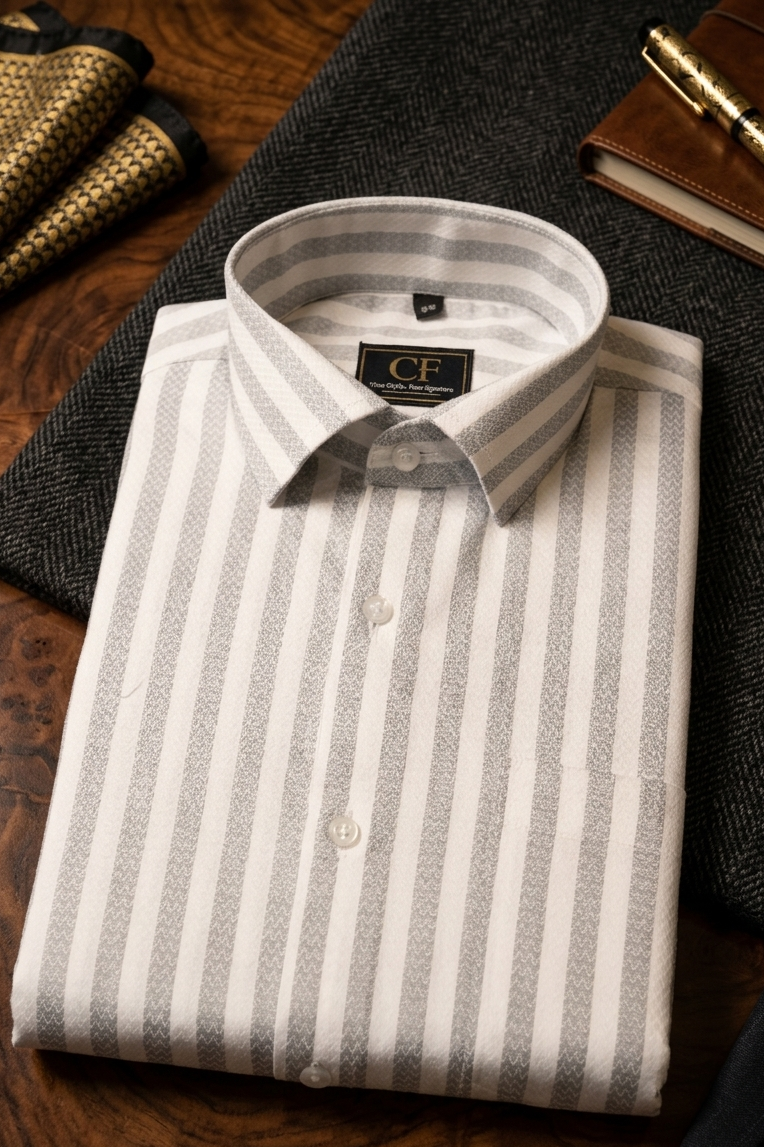 51 CF Gray Strips Slim Fit Shirt