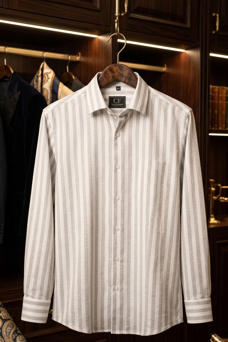 51 CF Gray Strips Slim Fit Shirt