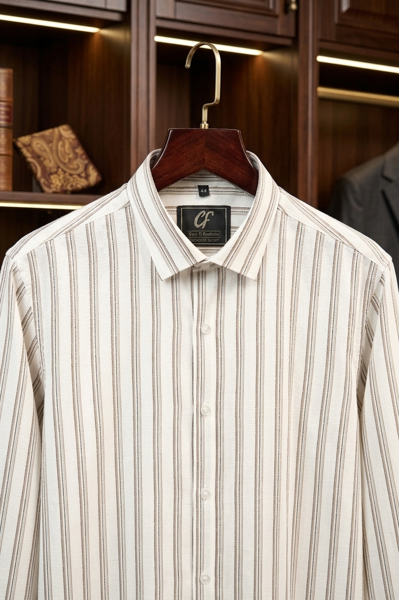 48 CF Jecord Stripe Brown with Black Slim Fit Shirt
