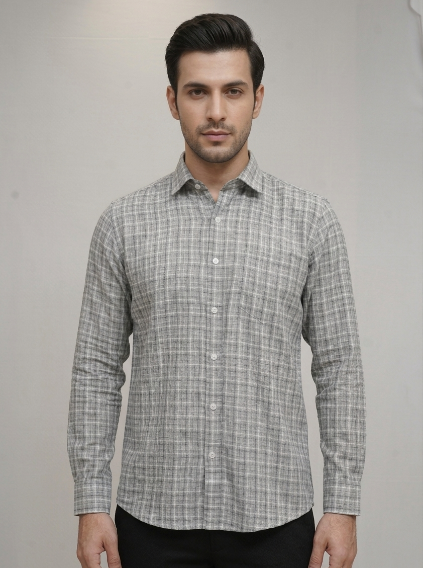 06 CF Light Gray Check Slim Fit Shirt