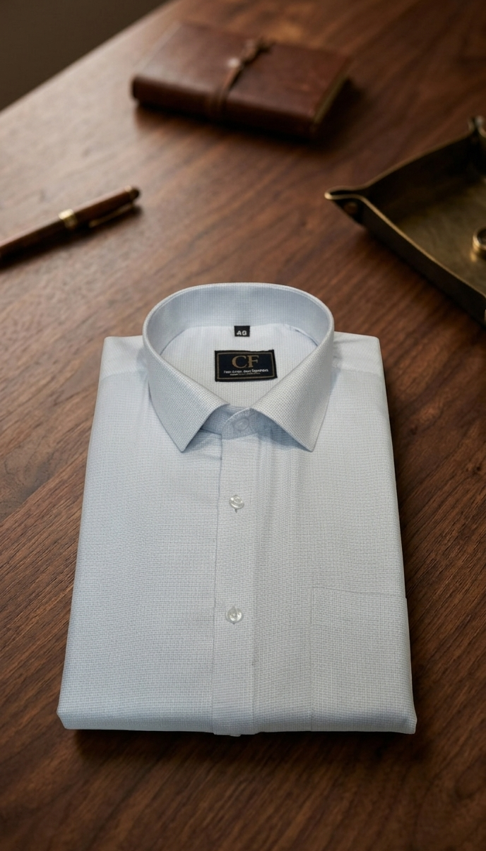 18 CF Dobby Solid Light Blue Slim Fit Shirt