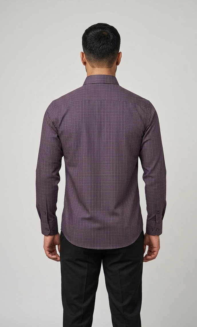 08 CF Wine Checks Slim Fit Shirt