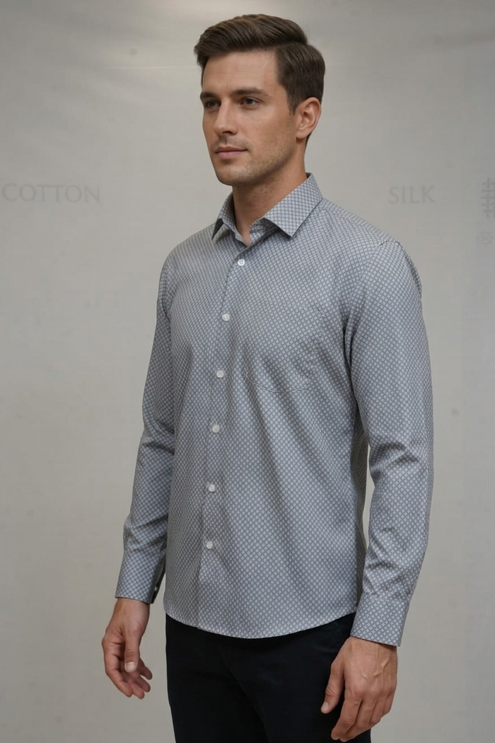 23 CF Dark Blue Print Slim Fit Shirt