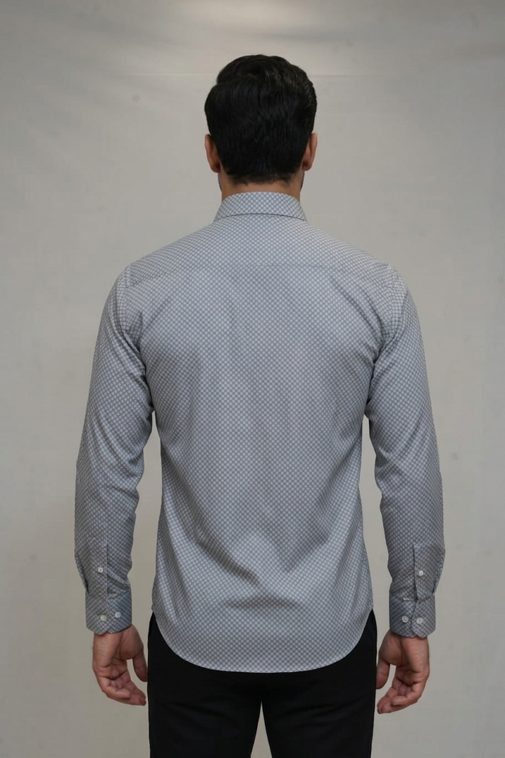 23 CF Dark Blue Print Slim Fit Shirt