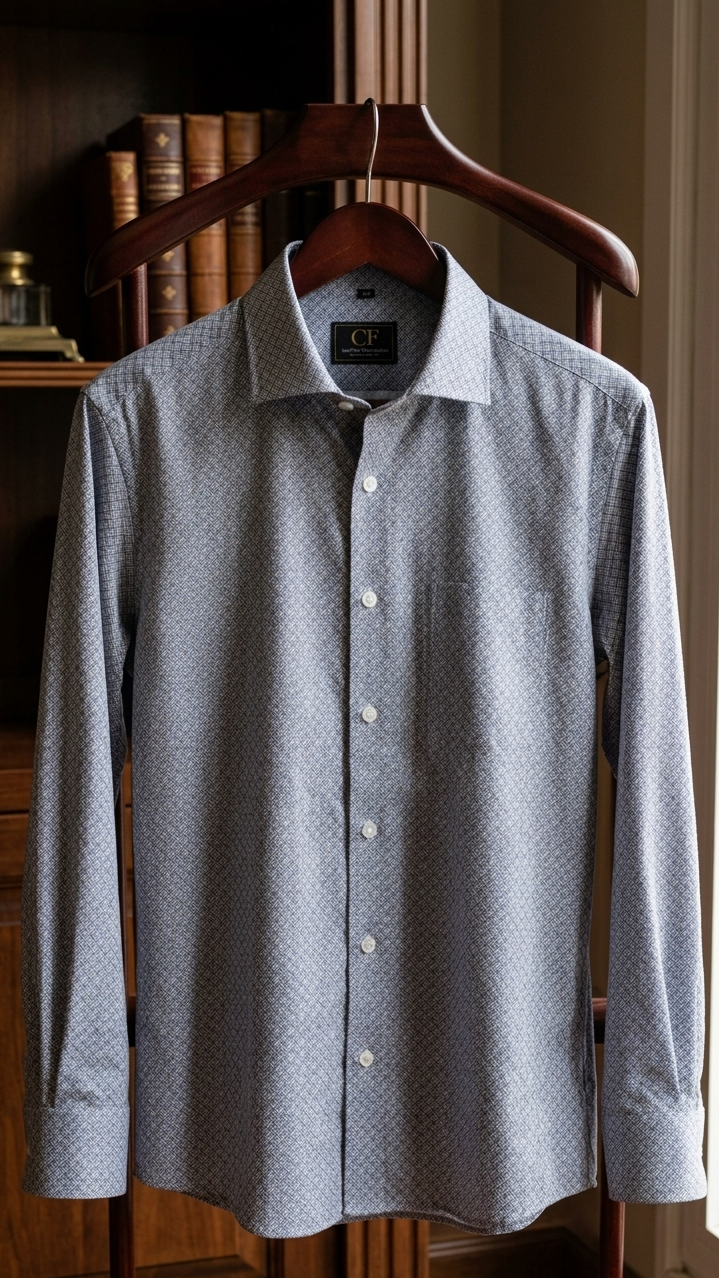 23 CF Dark Blue Print Slim Fit Shirt