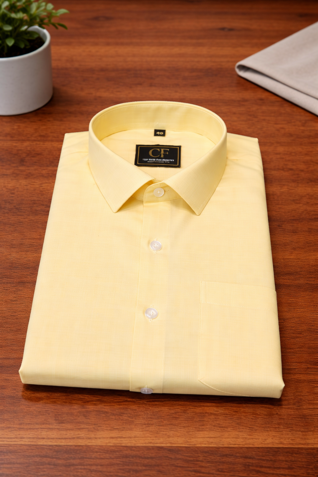 04 CF Solid Yellow Slim Fit Shirt
