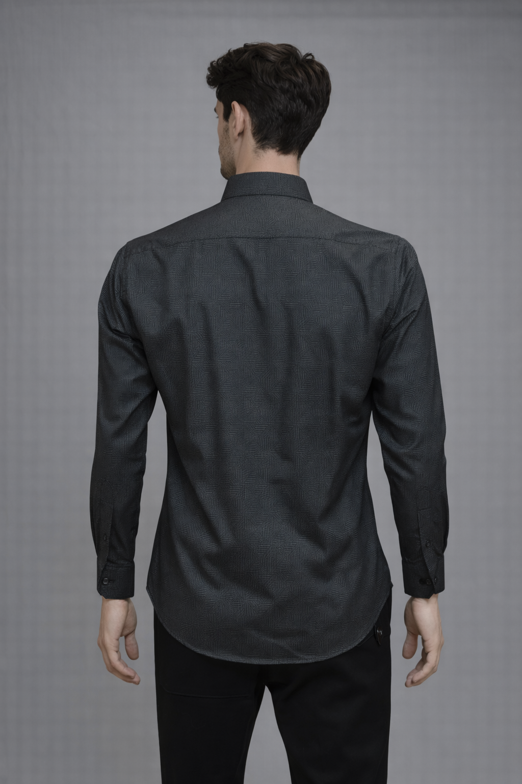 16 CF Dark Green Print Slim Fit Shirt