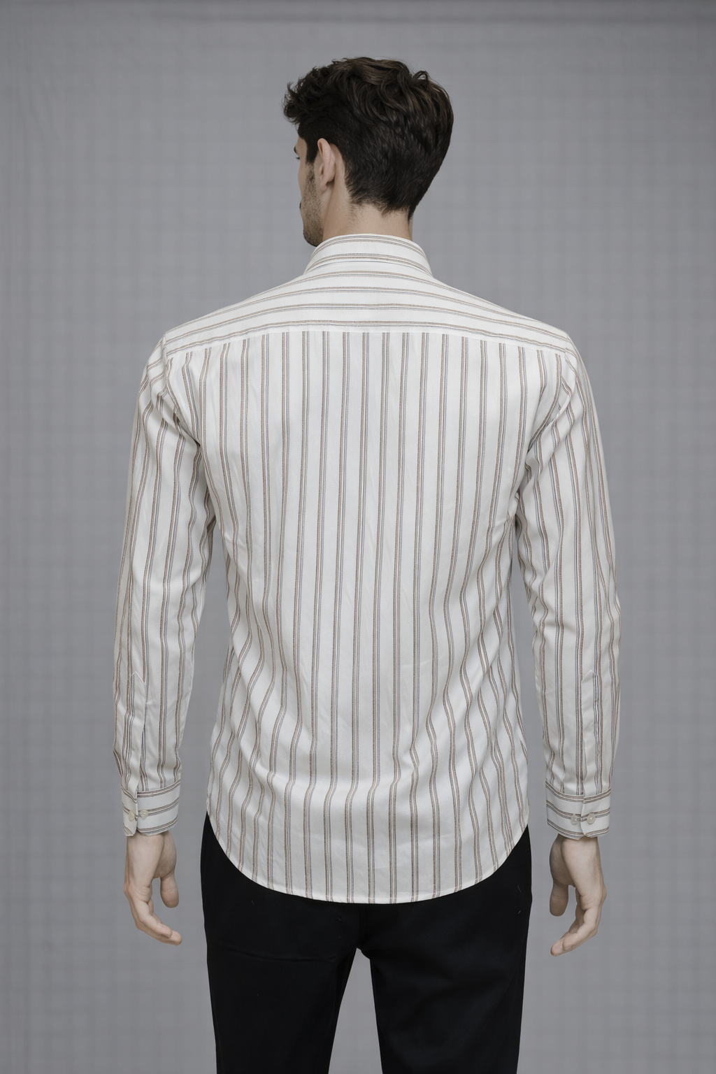 48 CF Jecord Stripe Brown with Black Slim Fit Shirt