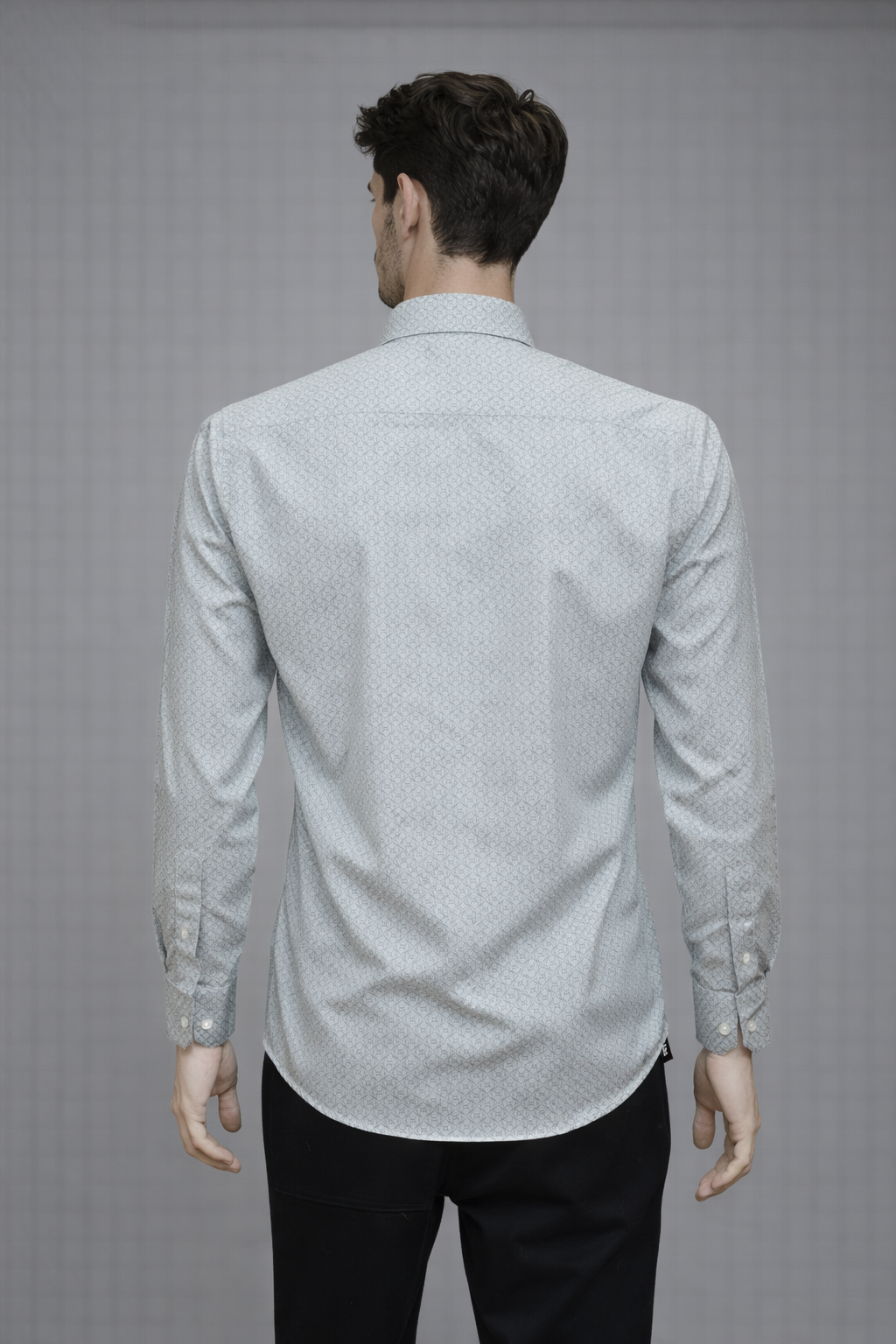22 CF Grey Print Slim Fit Shirt