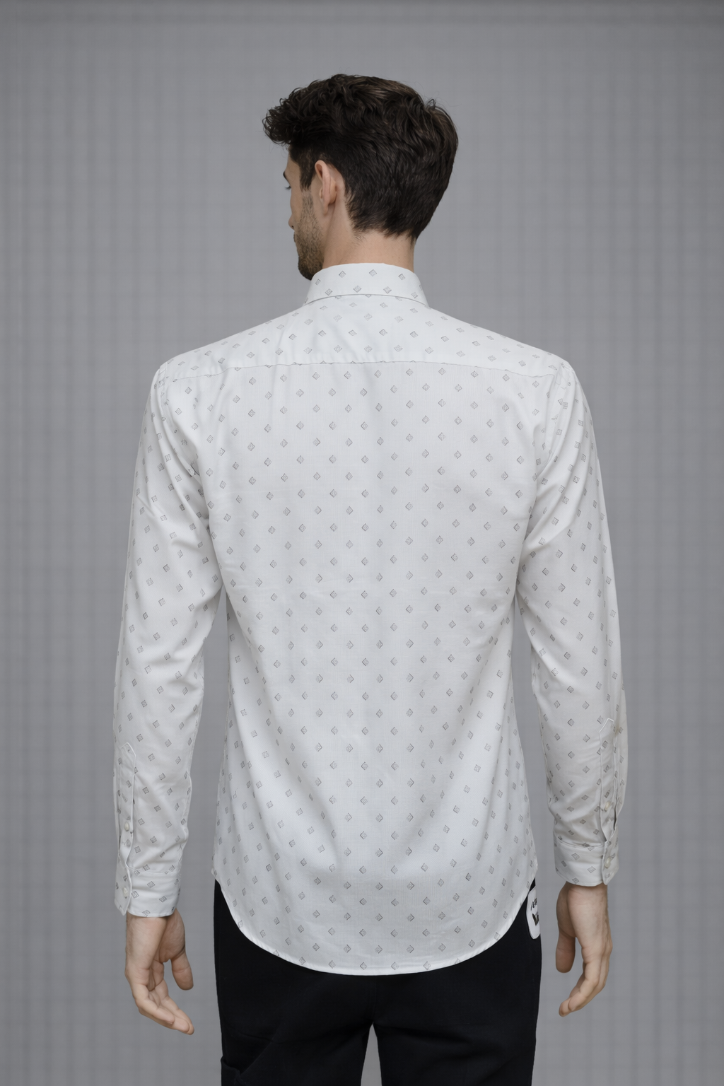 50 CF White Gray Prints Slim Fit Shirt