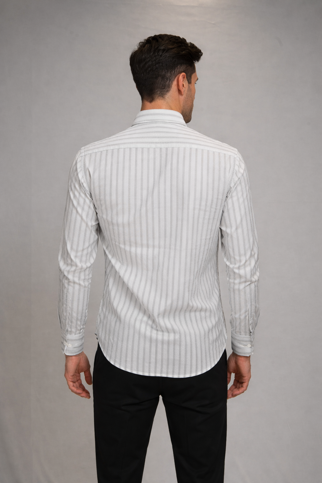 39 CF Grey Striped Print Slim Fit Shirt