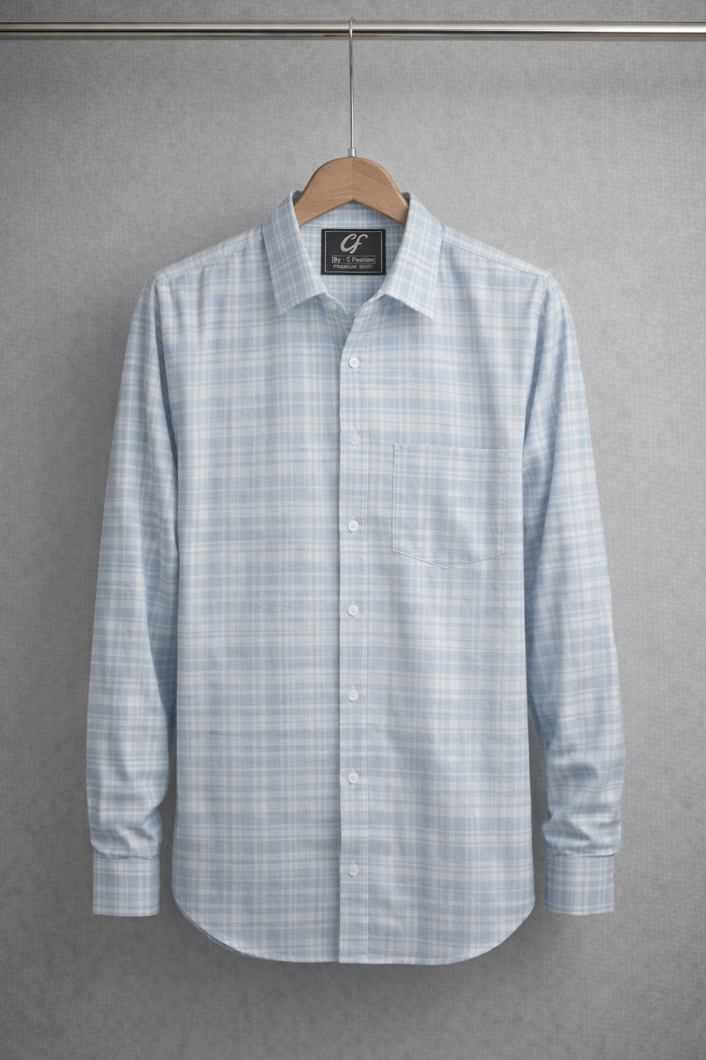 29 CF Sky Blue Checks Slim Fit Shirt