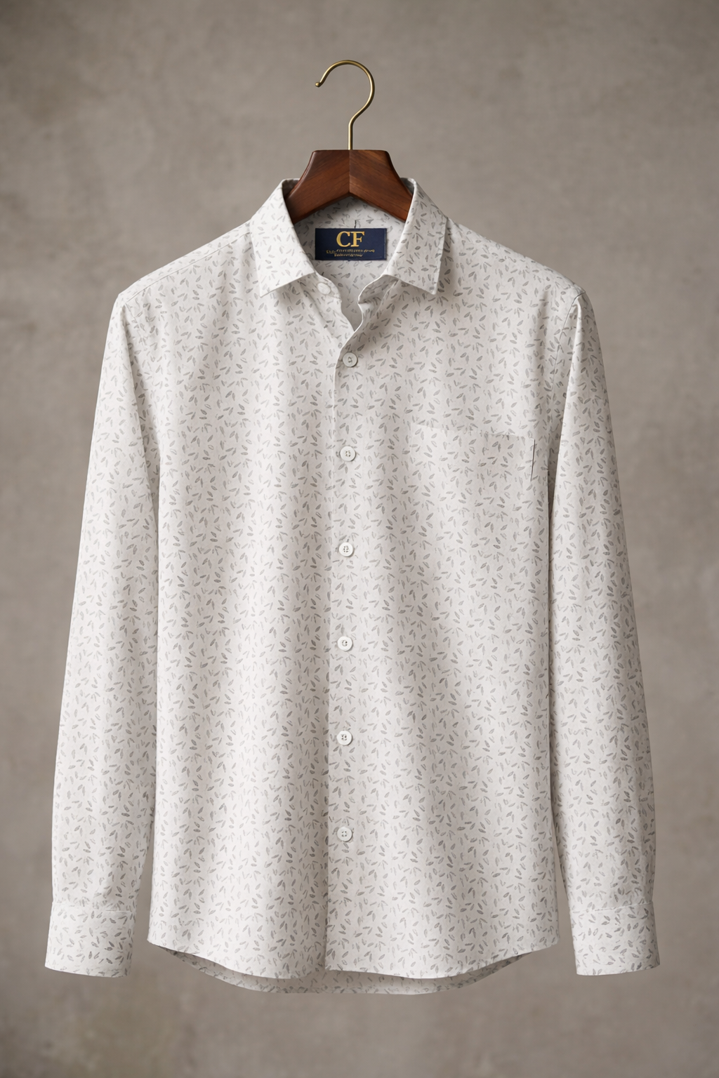 24 CF Green Print Slim Fit Shirt