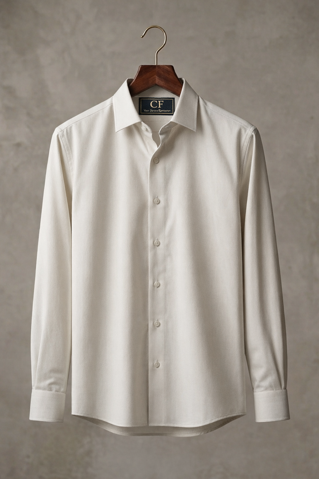 25 CF Dobby Cream Solid Slim Fit Shirt