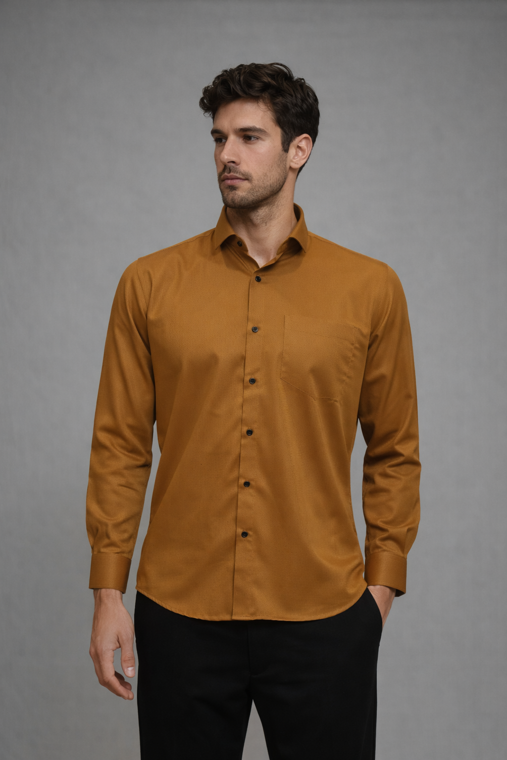 37 CF Solid Dobby Golden Slim Fit Shirt