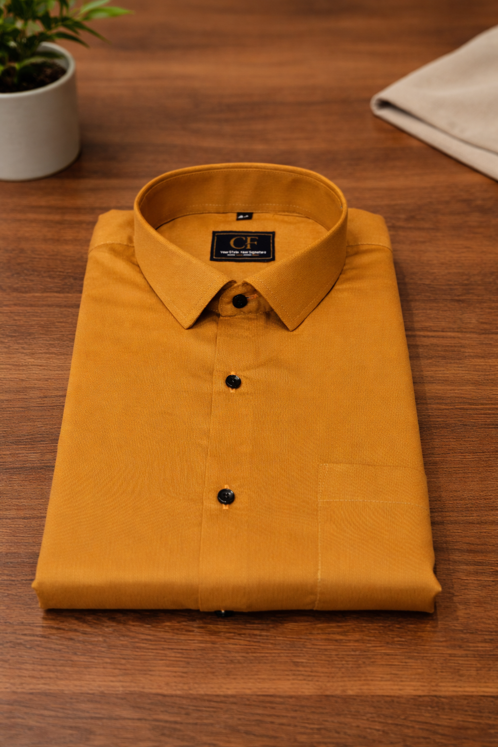 37 CF Solid Dobby Golden Slim Fit Shirt