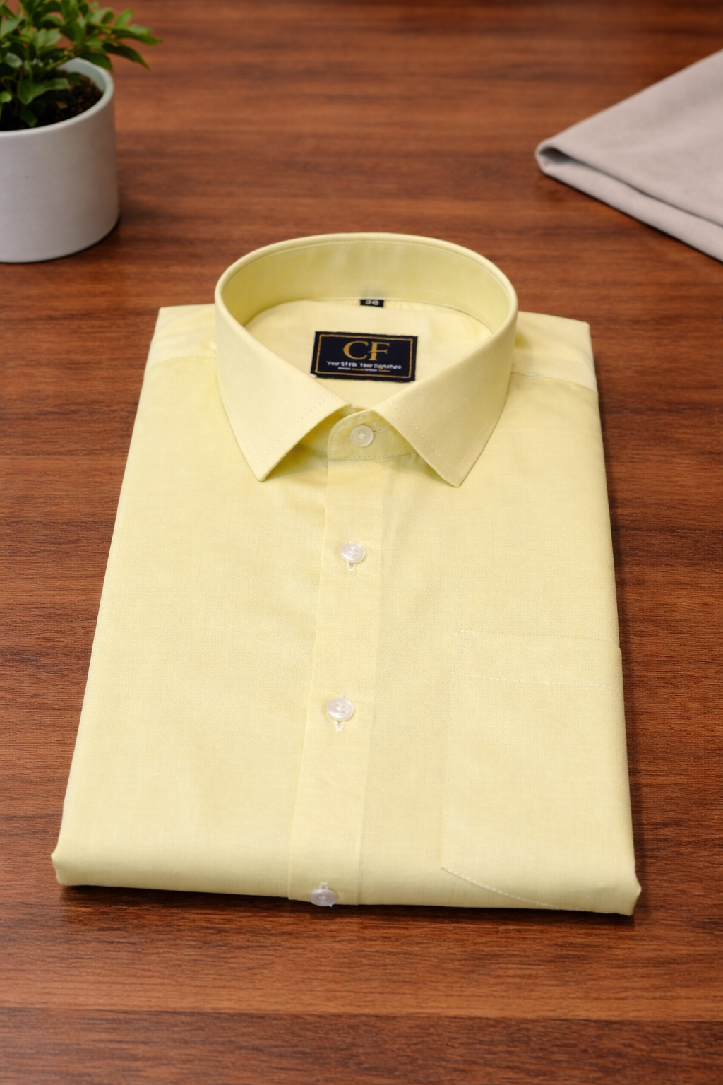 49 CF Twill Solid Lemon Yellow Shirt