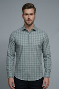 20 CF Dobby Check Pista Green Slim Fit Shirt
