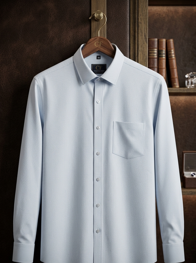 18 CF Dobby Solid Light Blue Slim Fit Shirt