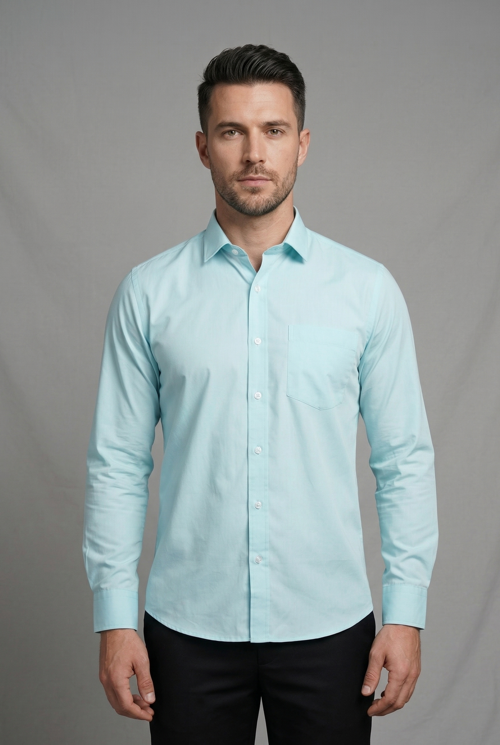 10 CF Solid Ice Blue Slim Fit Shirt