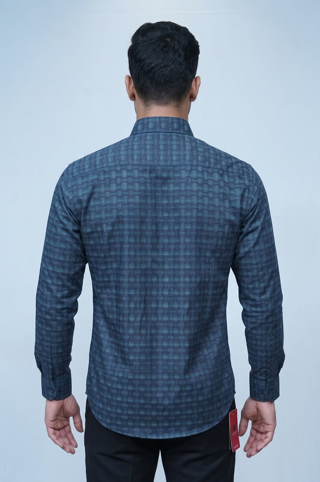 35 CF Dobby Green-Blue Checks Slim Fit Shirt