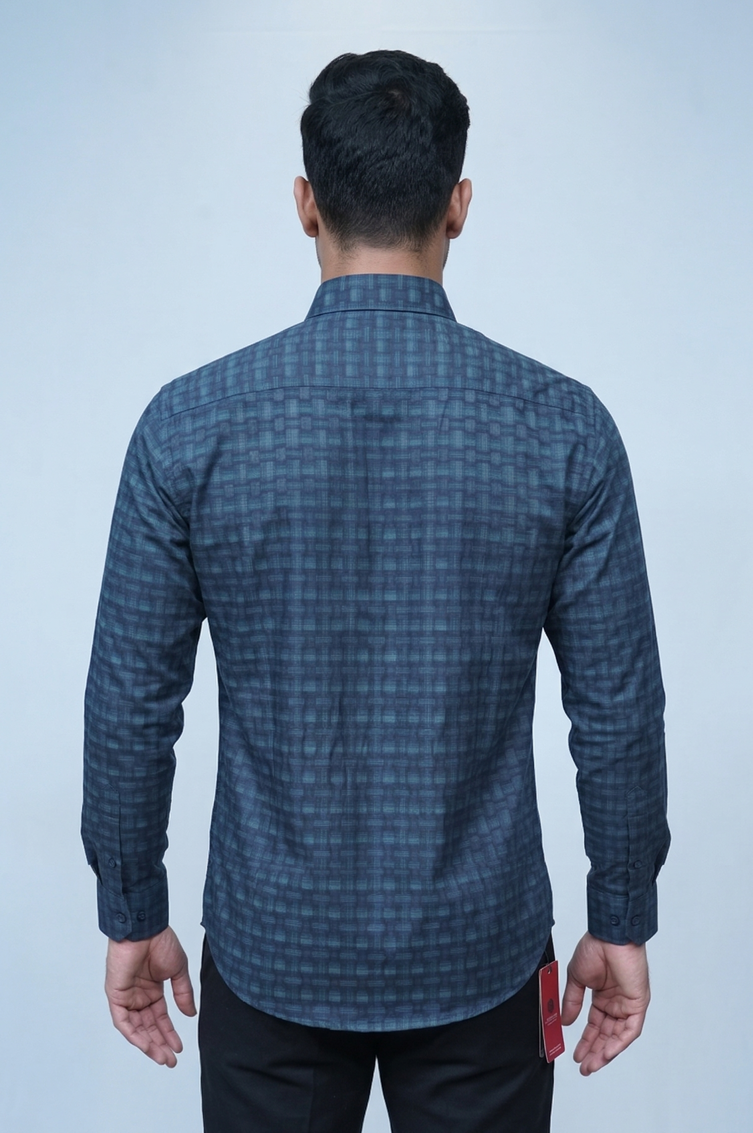 35 CF Dobby Green-Blue Checks Slim Fit Shirt