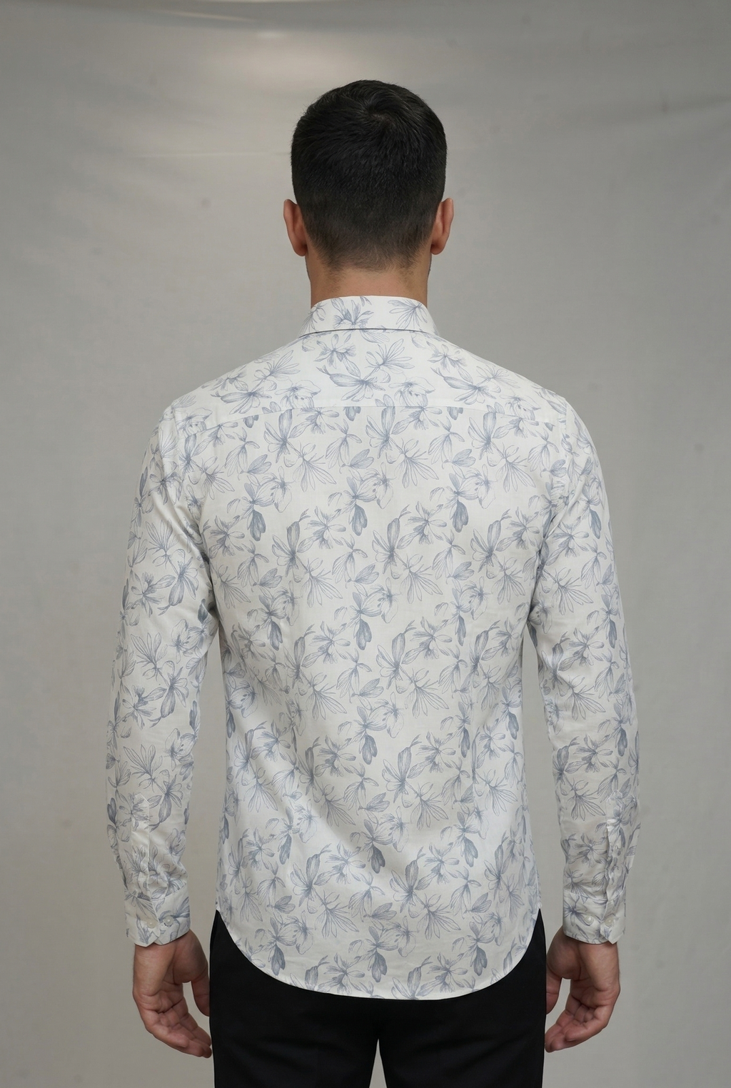 15 CF Structure Print Gray Slim Fit Shirt