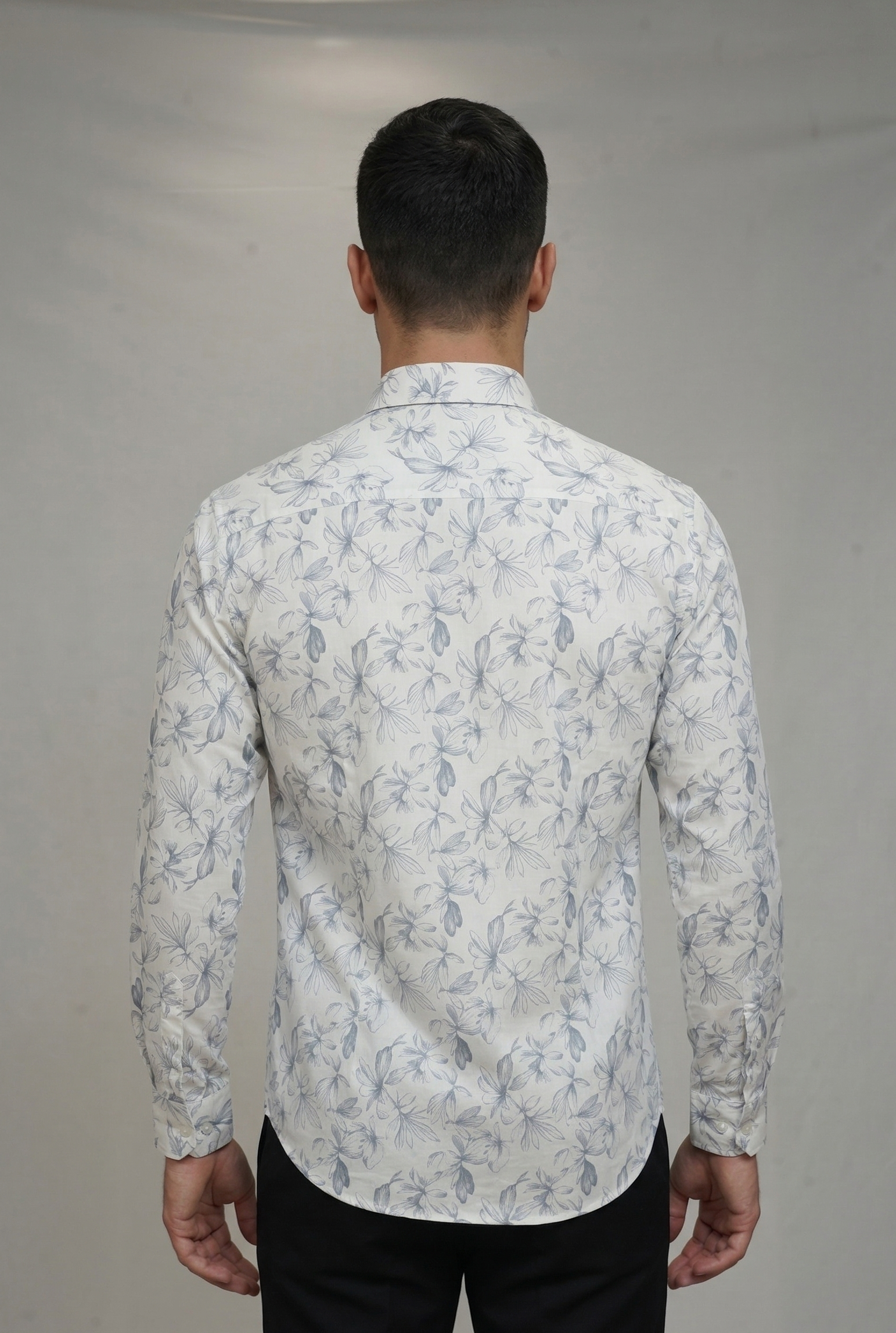 15 CF Structure Print Gray Slim Fit Shirt