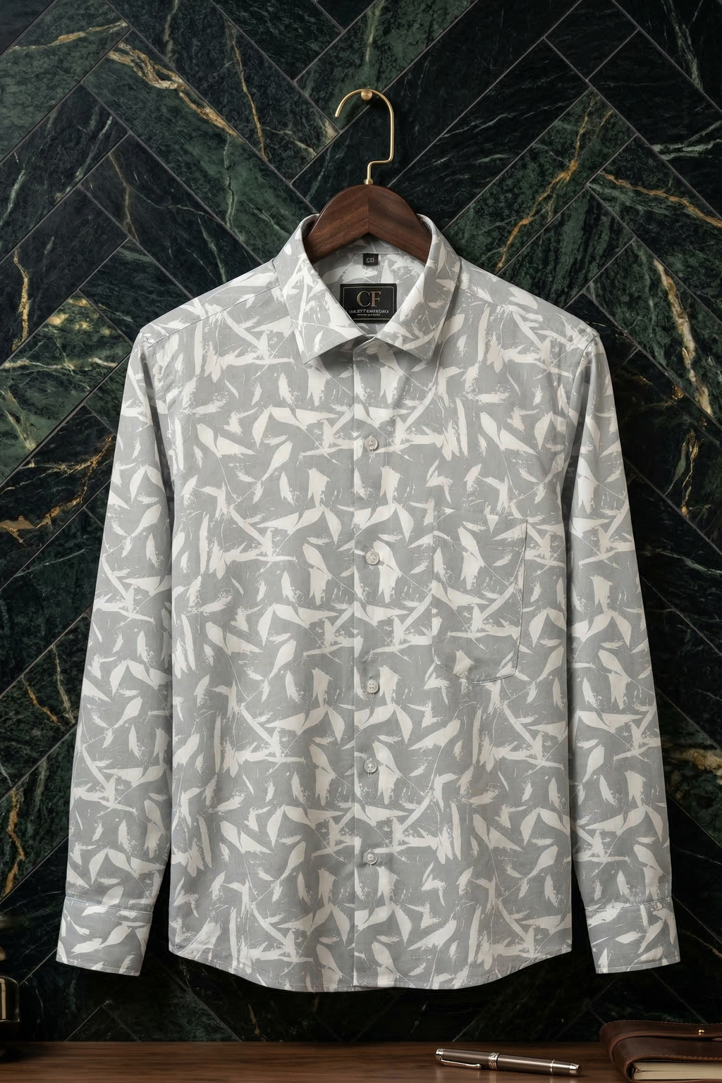 12 CF Abstract Print Slim Fit Shirt