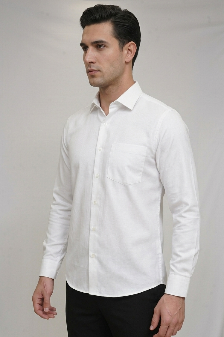 03 CF Solid White Slim Fit Shirt