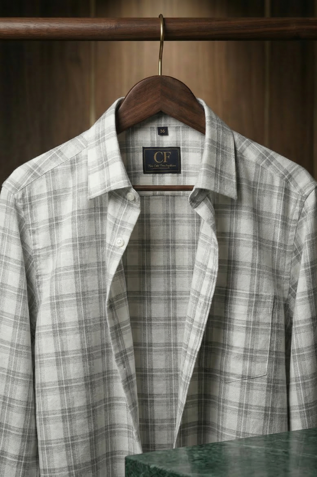 19 CF Dobby Gray Checks Slim Fit Shirt