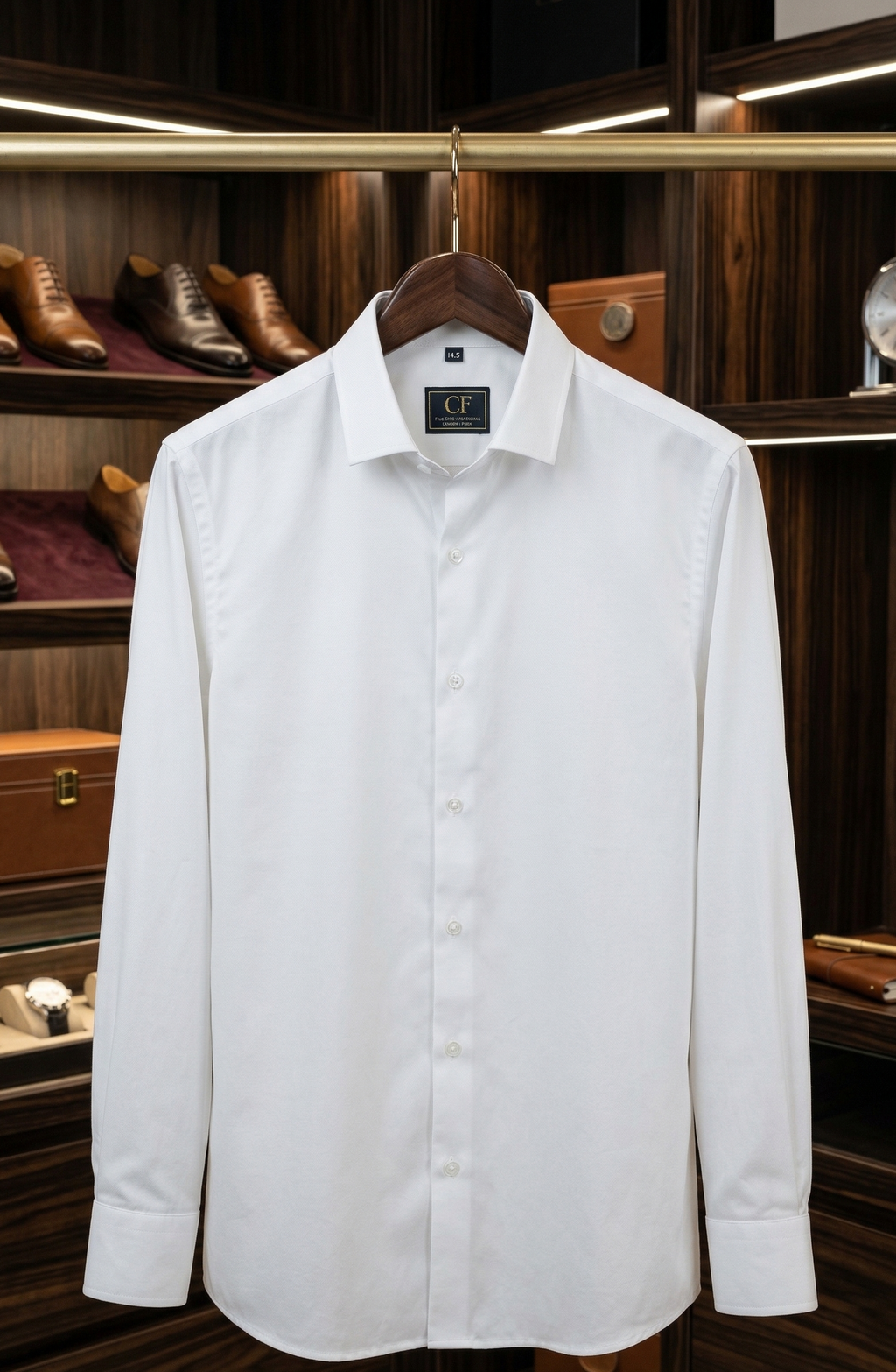 03 CF Solid White Slim Fit Shirt